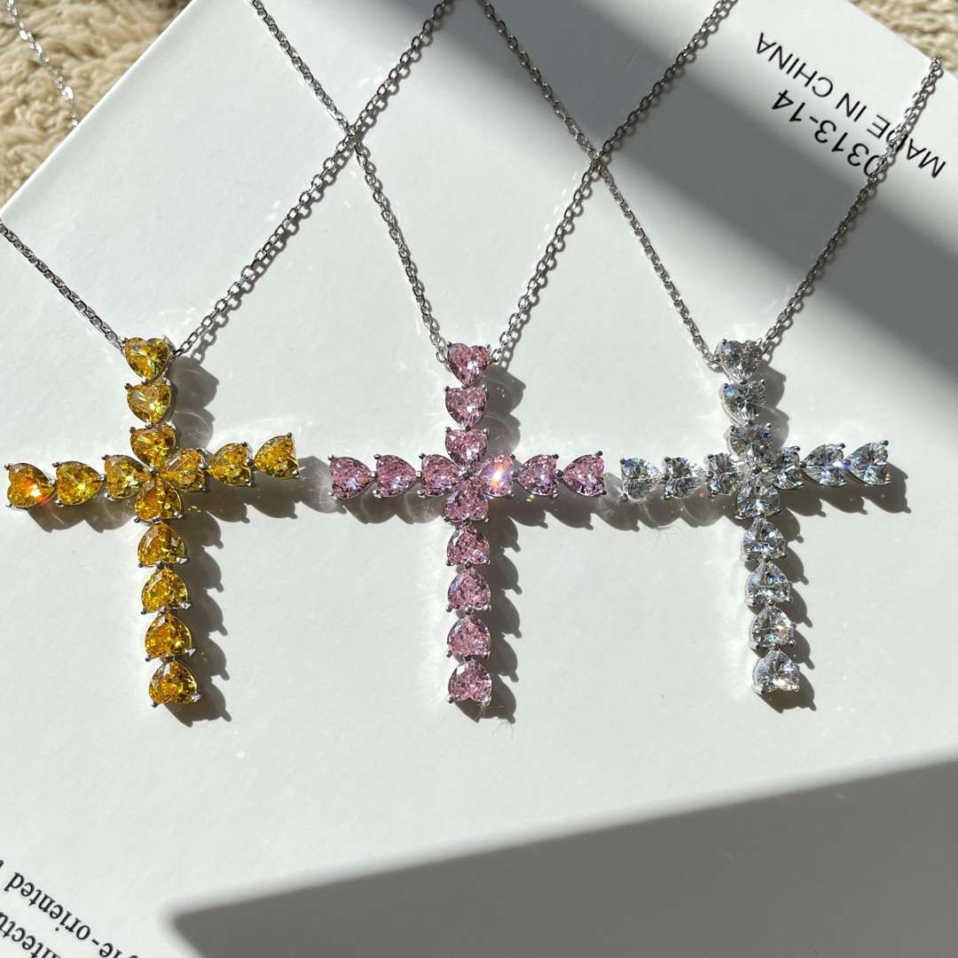 [Vivid Aurora]Radiant Cross Shape Necklace