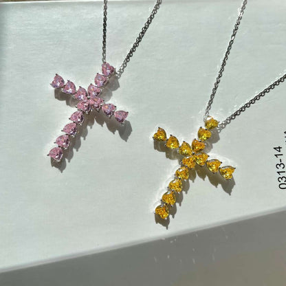 [Vivid Aurora]Radiant Cross Shape Necklace