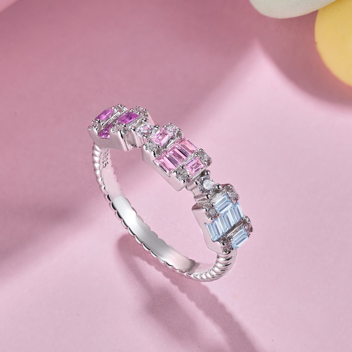 [Vivid Aurora]Unique Colorful Emerald Cut Party Ring