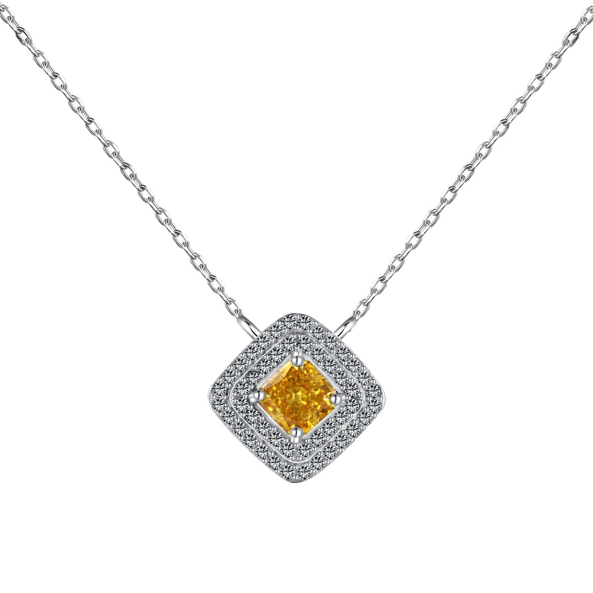 [Vivid Aurora]Sparkling Asscher Cut Necklace