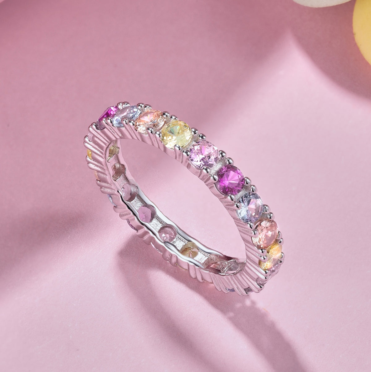 [Vivid Aurora]Dazzling Lustrous Round Cut Tennis Ring