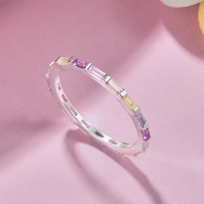 [Vivid Aurora]Exquisite Multicolored Emerald Cut Daily Ring