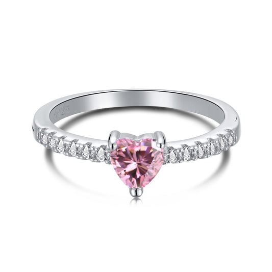 [Vivid Aurora]0.5 Carat CaratEternity Charming Heart Shape Lover Ring