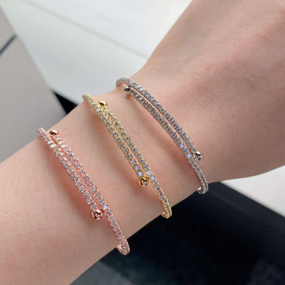 [Vivid Aurora]Row of Diamonds Round Fashion Bracelet