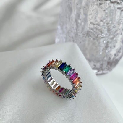 [Vivid Aurora]Unique Colorful Radiant Cut RIng