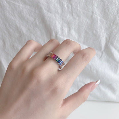 [Vivid Aurora]Unique Colorful Radiant Cut RIng