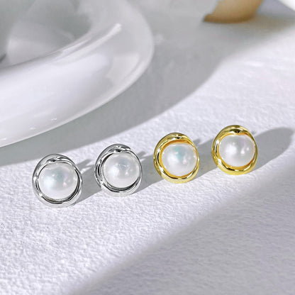 [Vivid Aurora]Dainty Bread Pearl Earrings